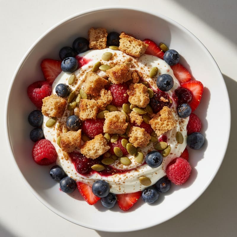 High-Protein Yogurt Parfait with Berries and Toasted Seeds
