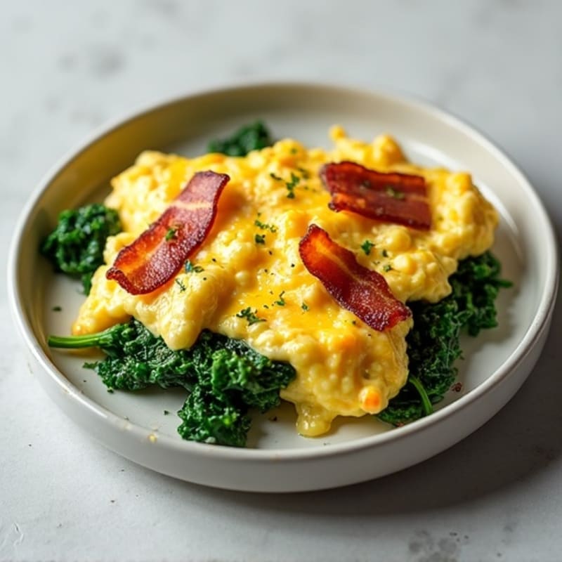 Egg White Scramble with Spinach and Turkey Bacon