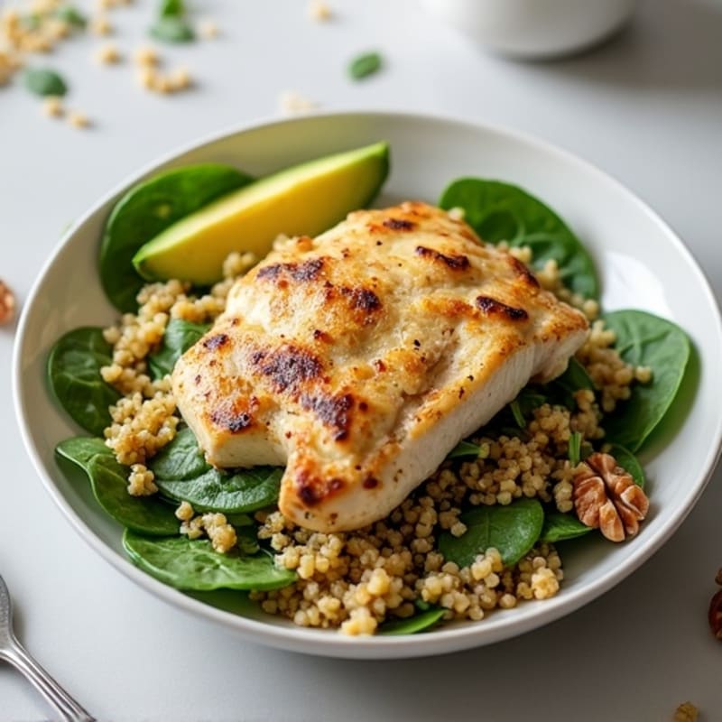Grilled Chicken and Quinoa Salad with Fresh Spinach