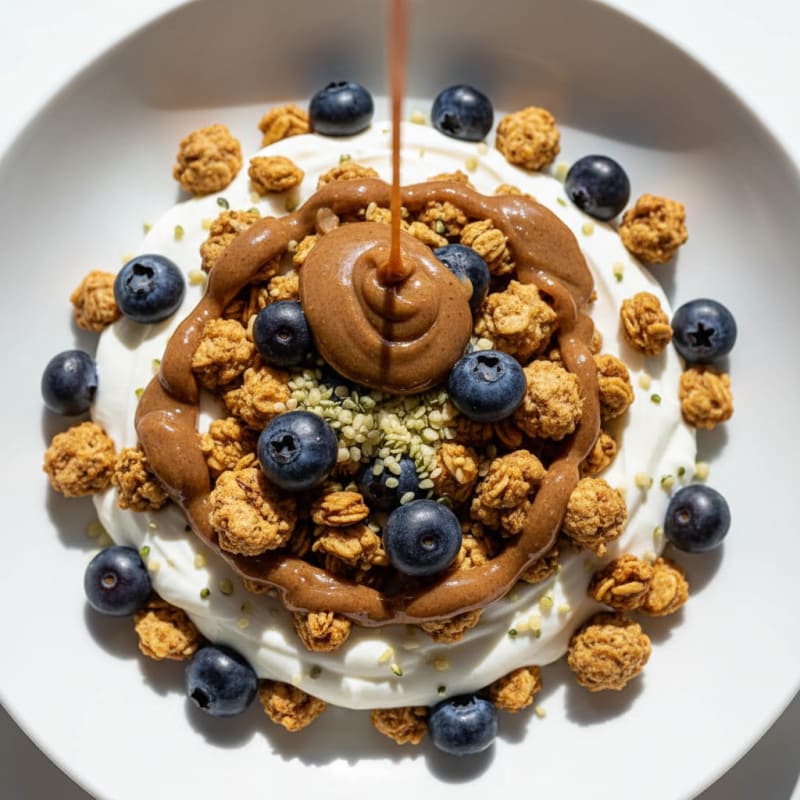 Greek Yogurt Protein Parfait with Nut Butter and Berries