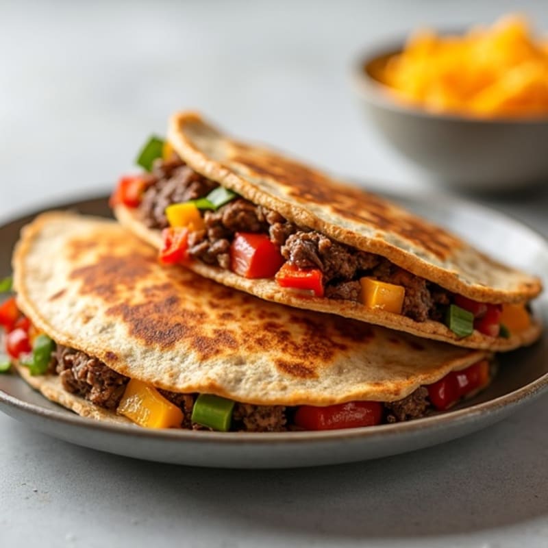 Crispy Lean Steak and Bell Pepper Whole Wheat Quesadillas