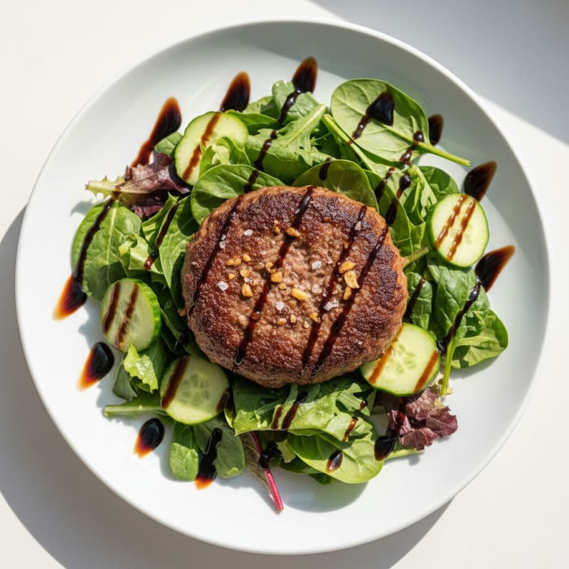 Lean Hamburger Patty with Mixed Greens Salad