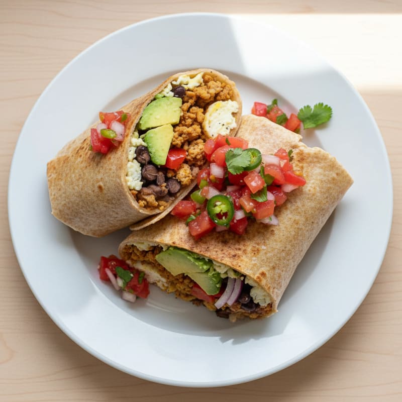 Loaded Breakfast Burrito with Salsa Fresca