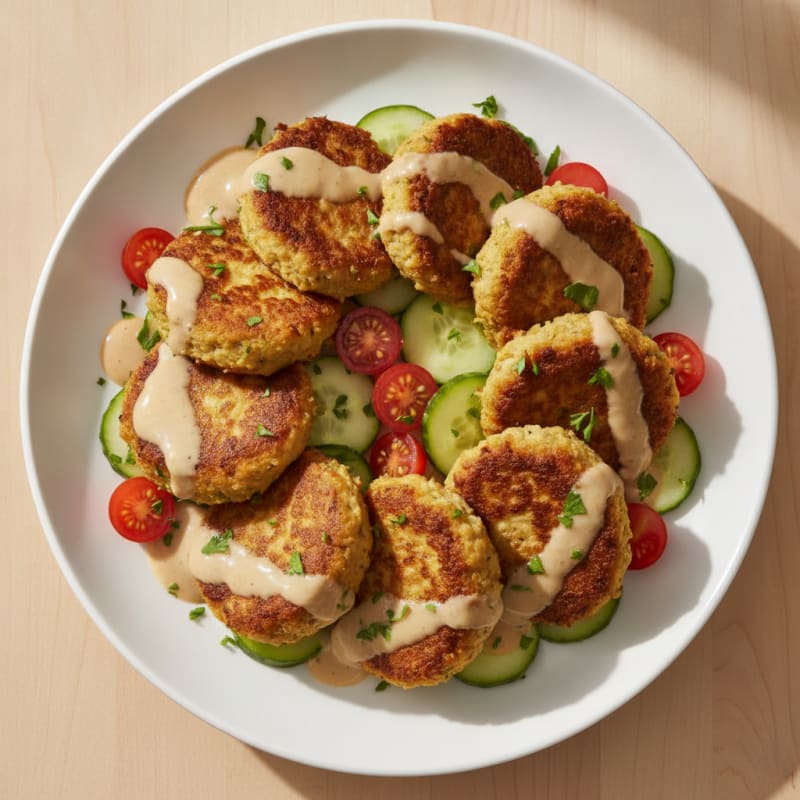 Crispy Turkey Falafel with Lemon-Tahini Sauce