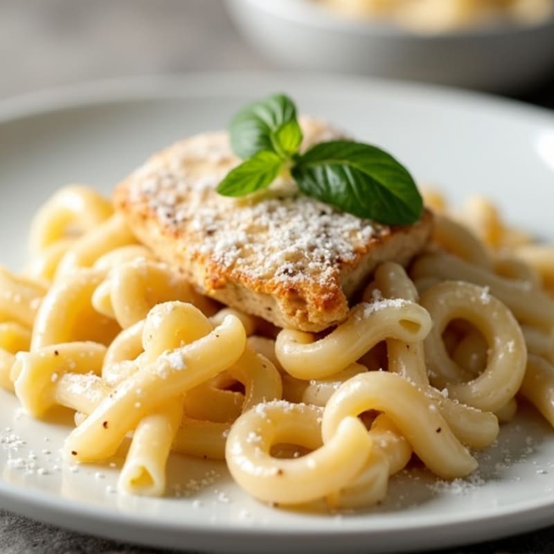 Lightened Creamy Chicken Alfredo Pasta