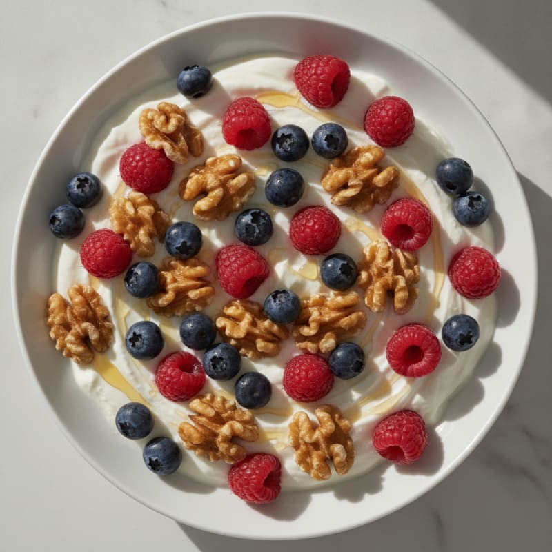 Silky Greek Yogurt with Protein Powder and Fresh Berries