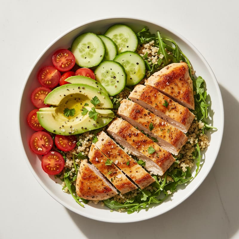 Crispy Lemon-Herb Chicken Arugula Bowl
