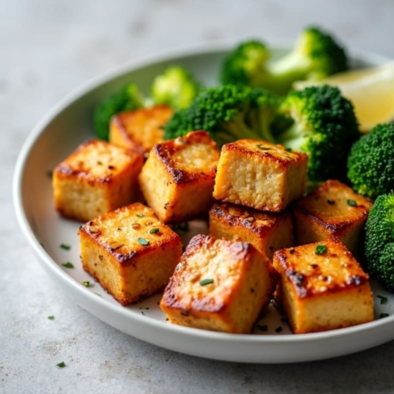 Crispy Sesame Ginger Tofu with Roasted Broccoli