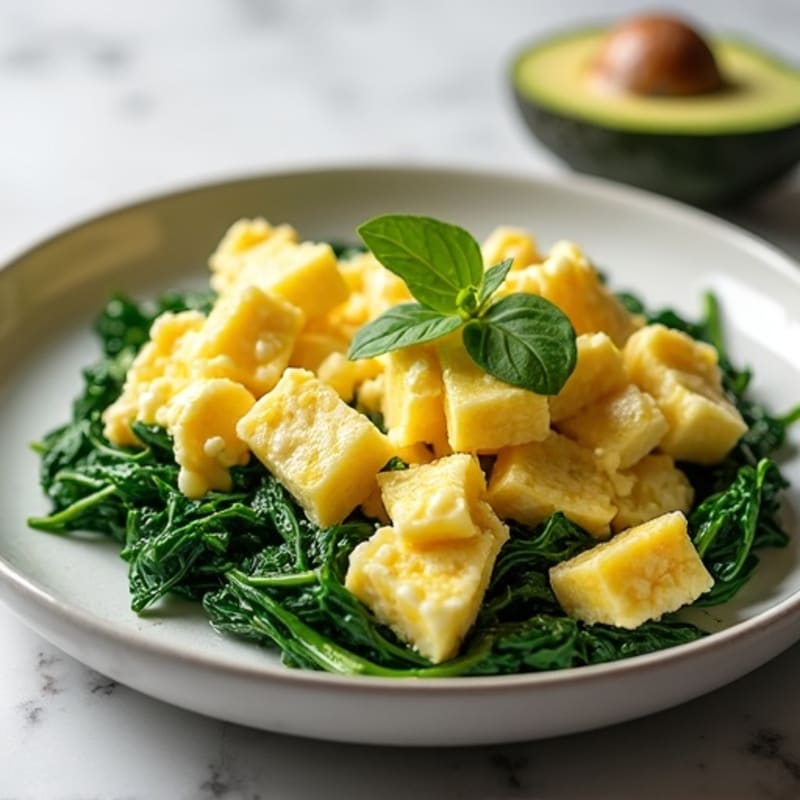 Egg White and Cottage Cheese Scramble with Sautéed Spinach