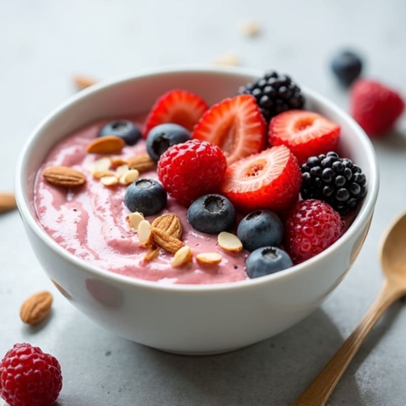 Greek Yogurt Protein Bowl with Mixed Berries and Almond Butter
