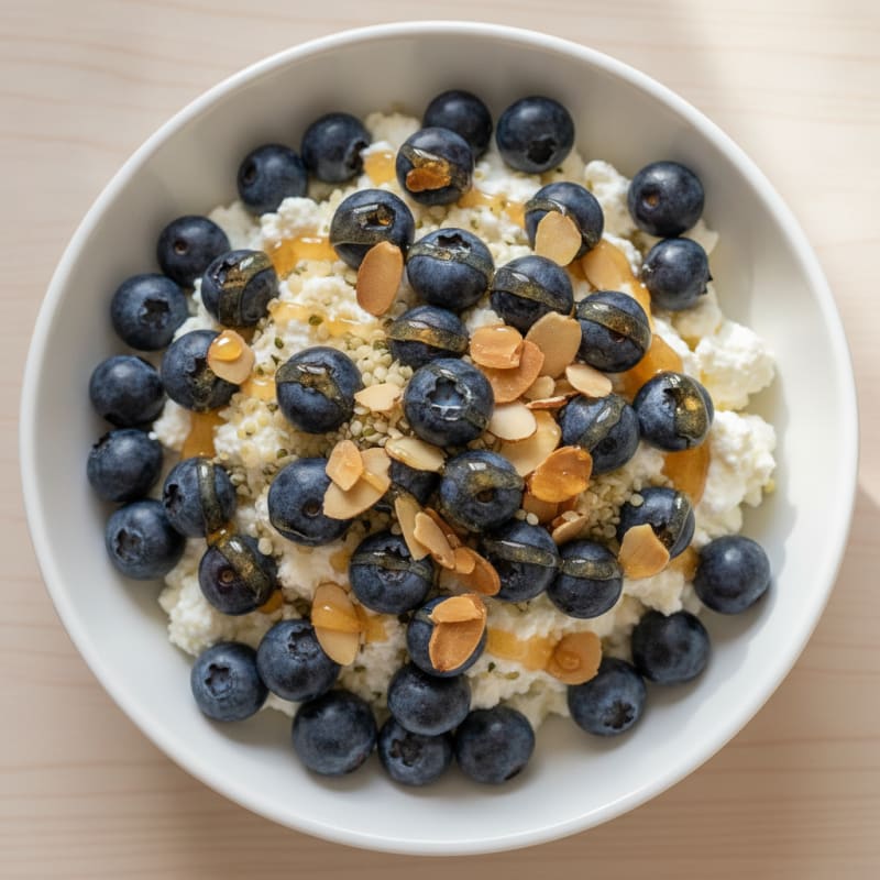 Cottage Cheese and Berry Protein Bowl with Almonds
