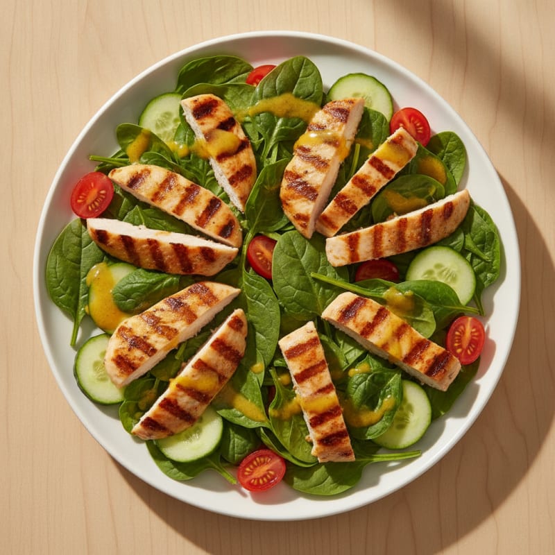 Grilled Chicken and Spinach Salad with Lemon Vinaigrette