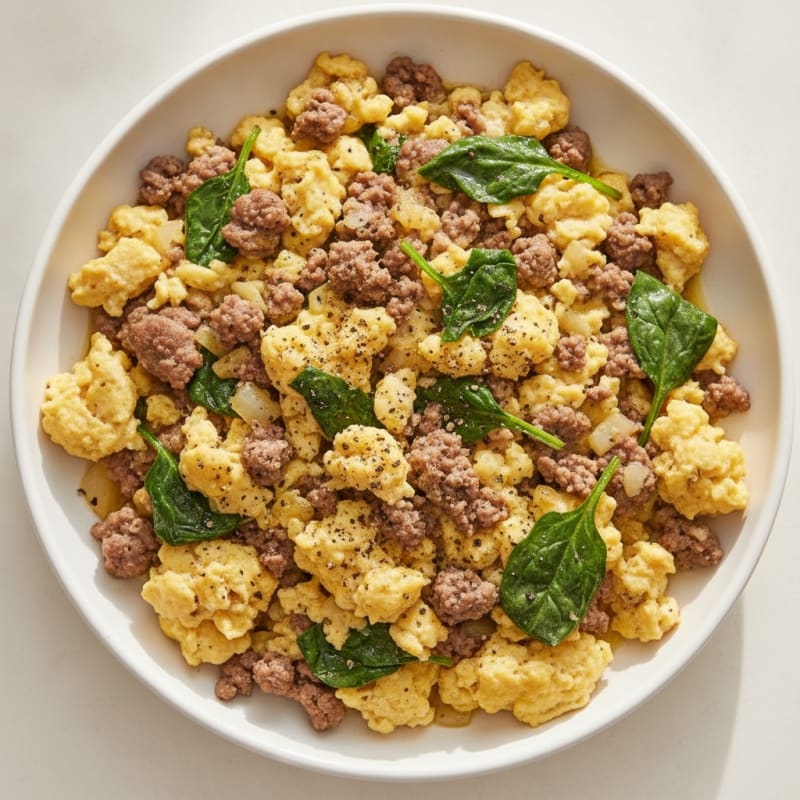 Lean Beef and Spinach Egg Scramble