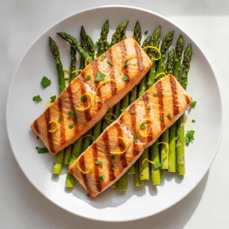 Lemon Herb Grilled Salmon with Asparagus