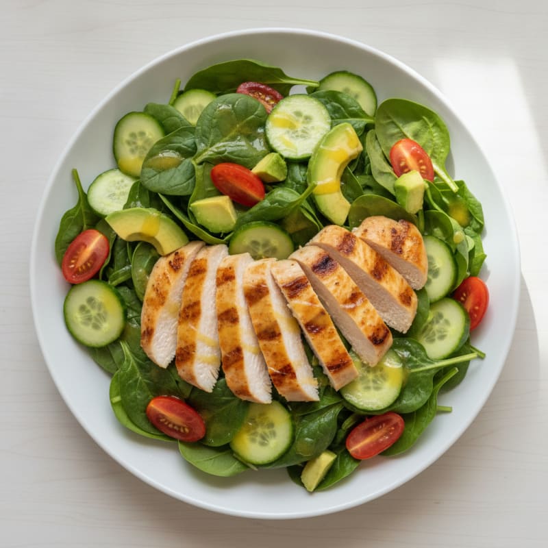Grilled Chicken and Spinach Salad with Lemon Vinaigrette