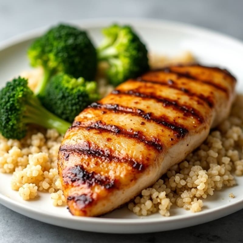 Grilled Chicken Breast with Quinoa and Steamed Broccoli