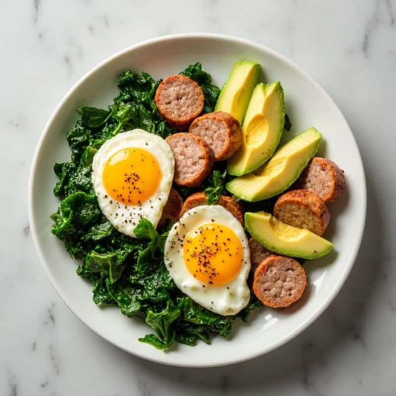 Egg White Scramble with Turkey Sausage and Spinach