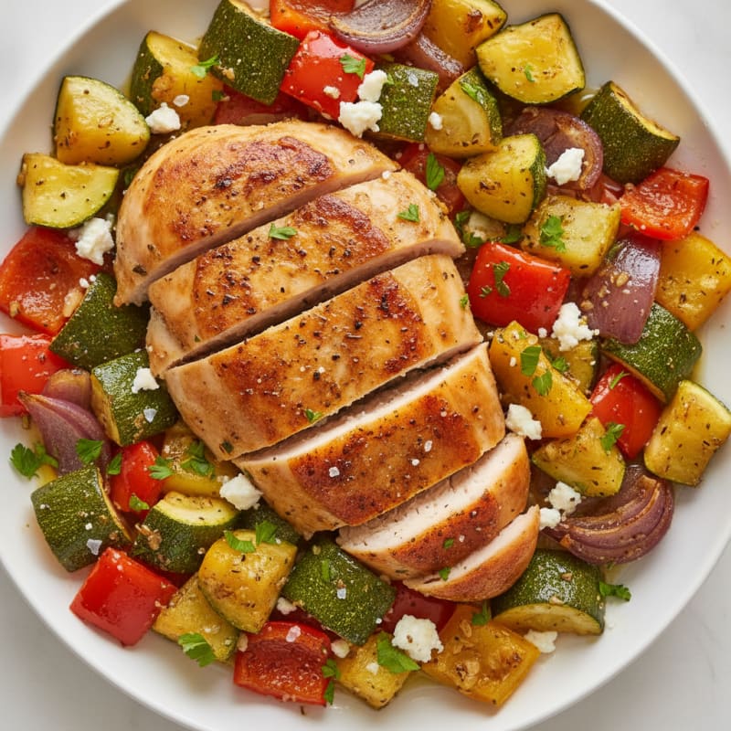 Herb-Roasted Chicken with Mediterranean Vegetables