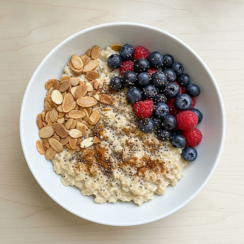 Berry-Almond Oatmeal with Chia Seeds