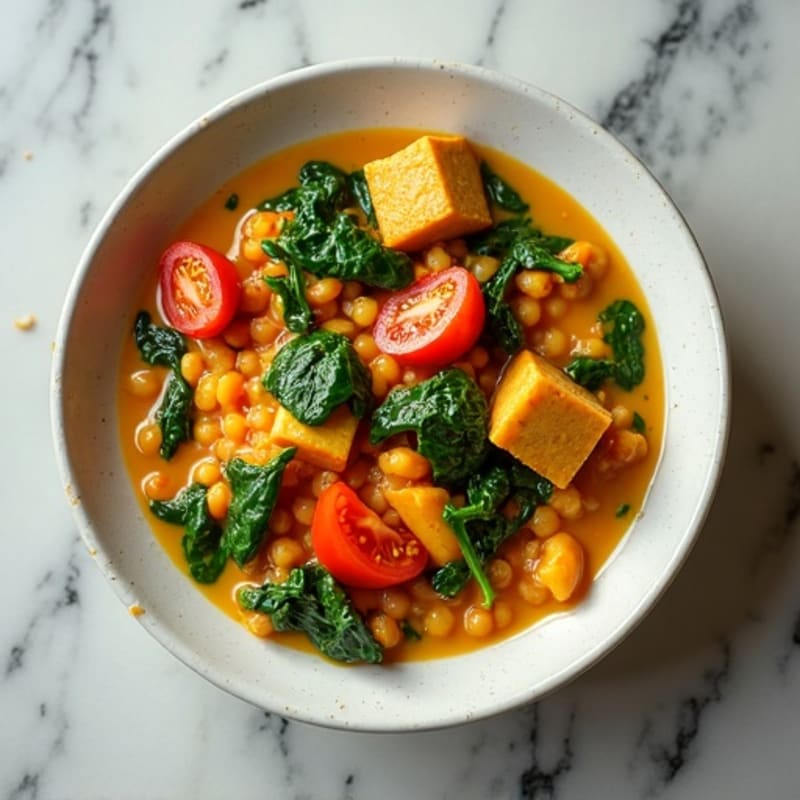 Creamy Coconut Red Lentil Curry with Fresh Spinach
