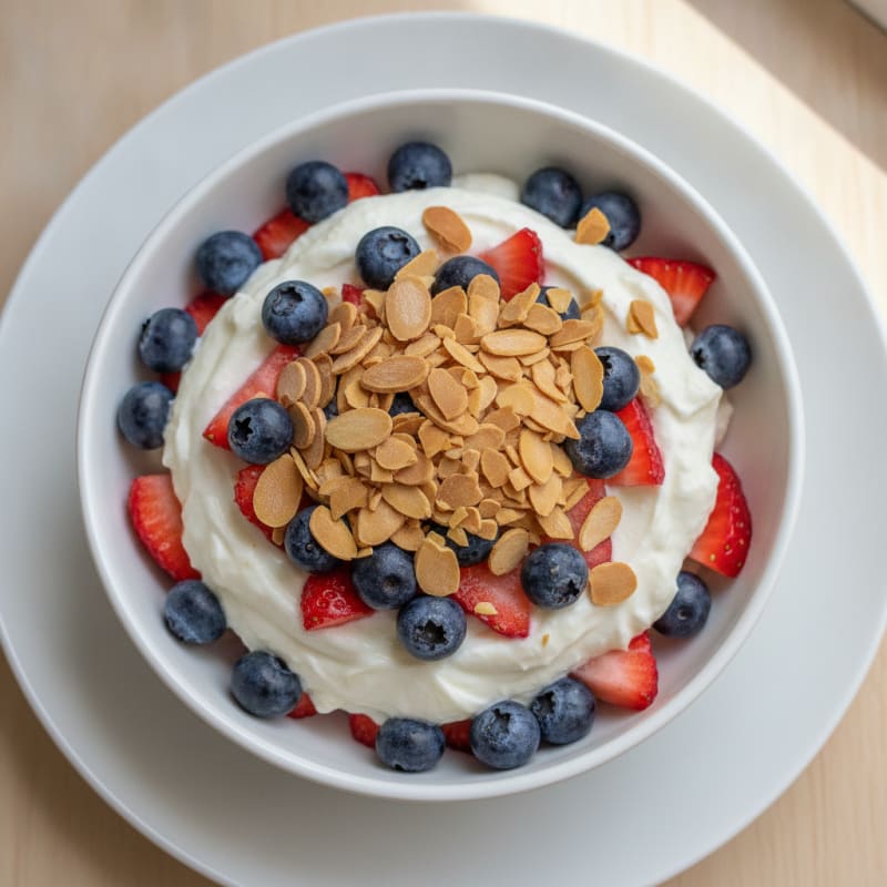 Greek Yogurt Protein Parfait with Mixed Berries and Almonds