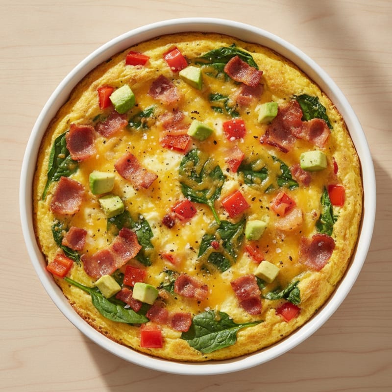 Cheesy Egg and Turkey Bacon Bake