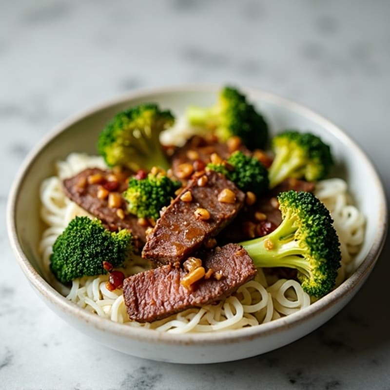 Garlic-Ginger Beef with Crispy Broccoli