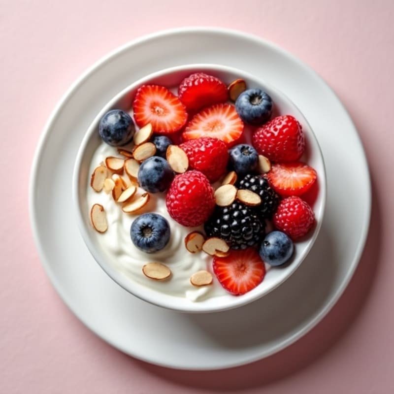 Creamy Greek Yogurt with Fresh Berries and Crunchy Almonds
