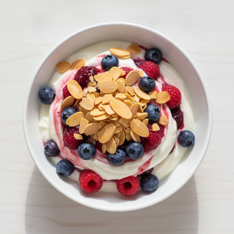 Greek Yogurt Protein Parfait with Almonds and Berries
