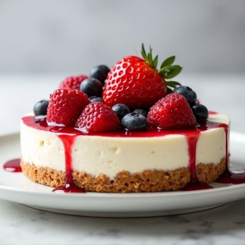 Greek Yogurt Protein Cheesecake with Fresh Berries