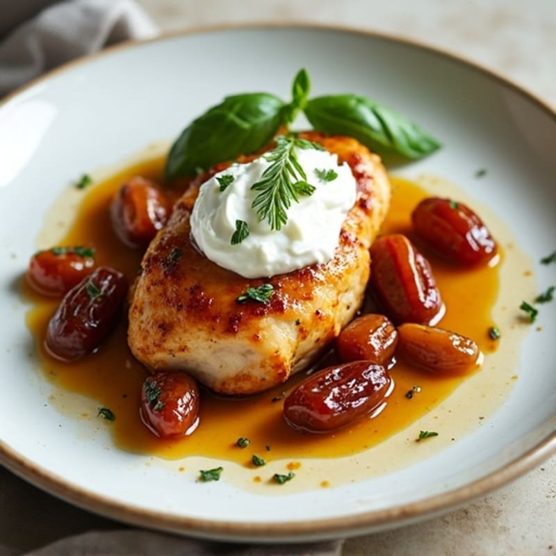 Chicken with Savory Date Glaze and Creamy Whipped Ricotta