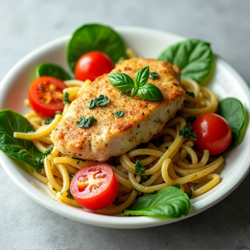 Herb Pesto Chicken Whole Wheat Pasta