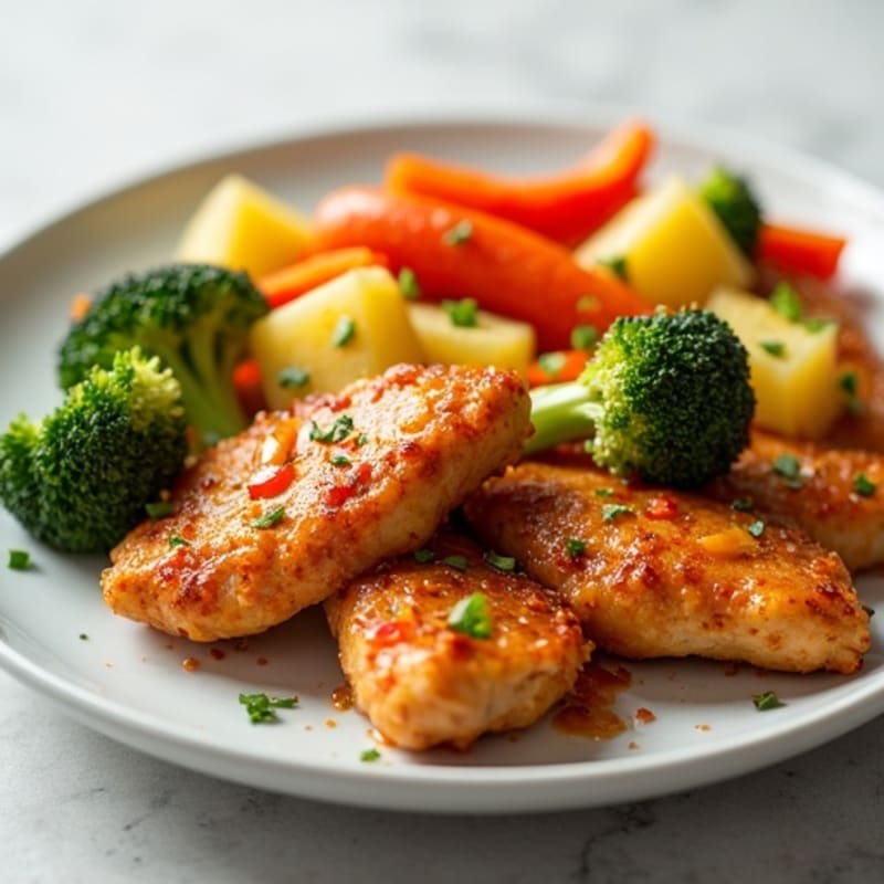 Crispy Sweet and Sour Chicken with Roasted Veggies