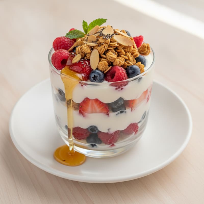 Creamy Greek Yogurt Parfait with Berries and Almonds