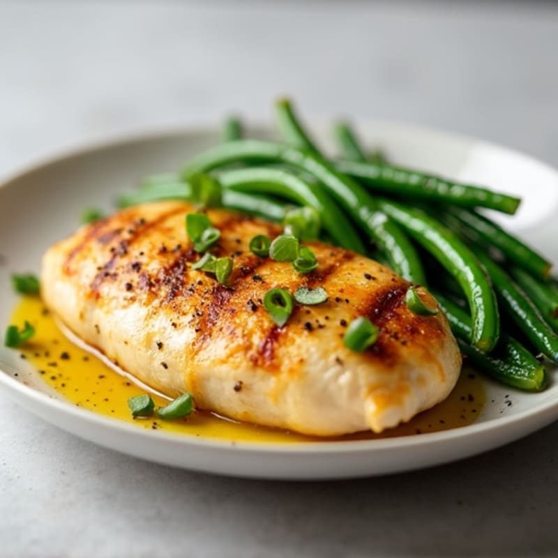 Lemon-Garlic Roasted Chicken with Crispy Green Beans