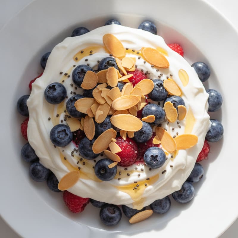 Greek Yogurt Protein Parfait with Berries and Almonds