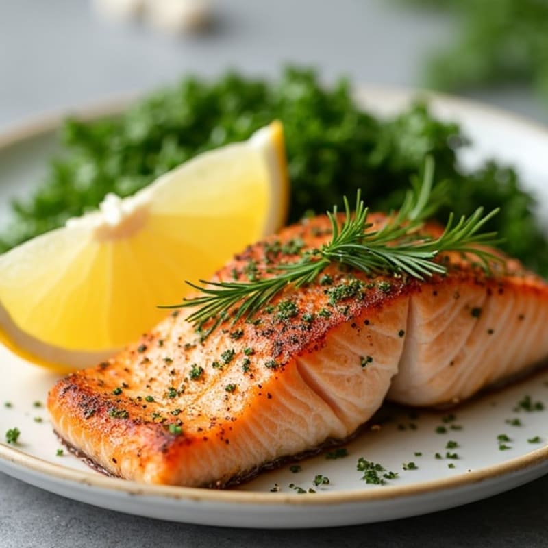 Herb-Crusted Pan Seared Salmon with Lemon