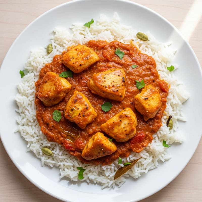 Creamy Tomato Chicken Masala with Basmati