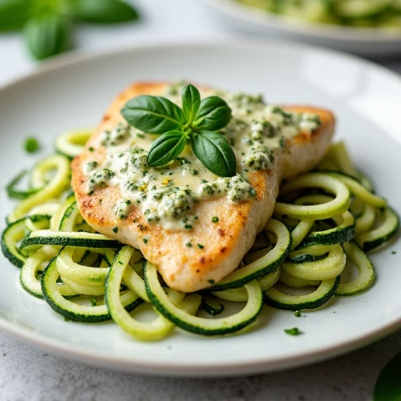 Creamy Pesto Chicken with Zucchini Noodles