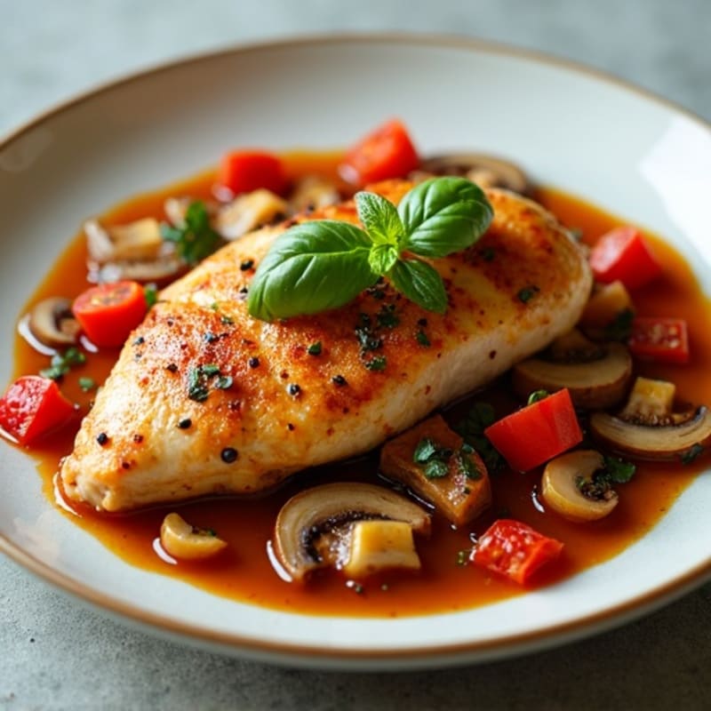 Herb-Tomato Braised Chicken with Mushrooms