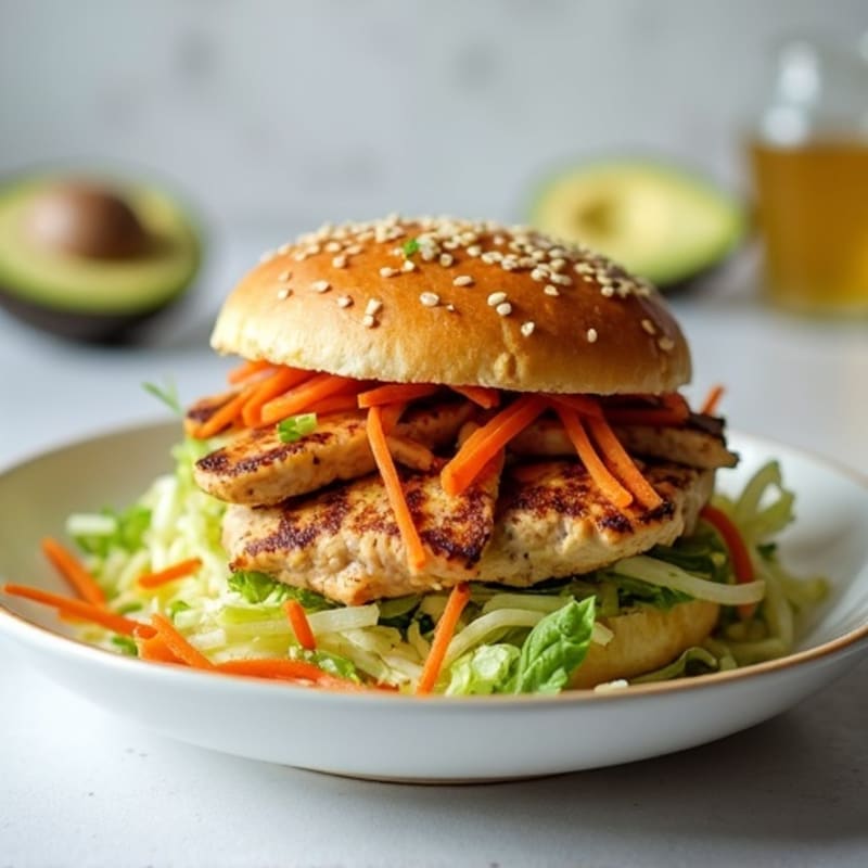 Grilled Chicken Burger Bowl with Crunchy Slaw