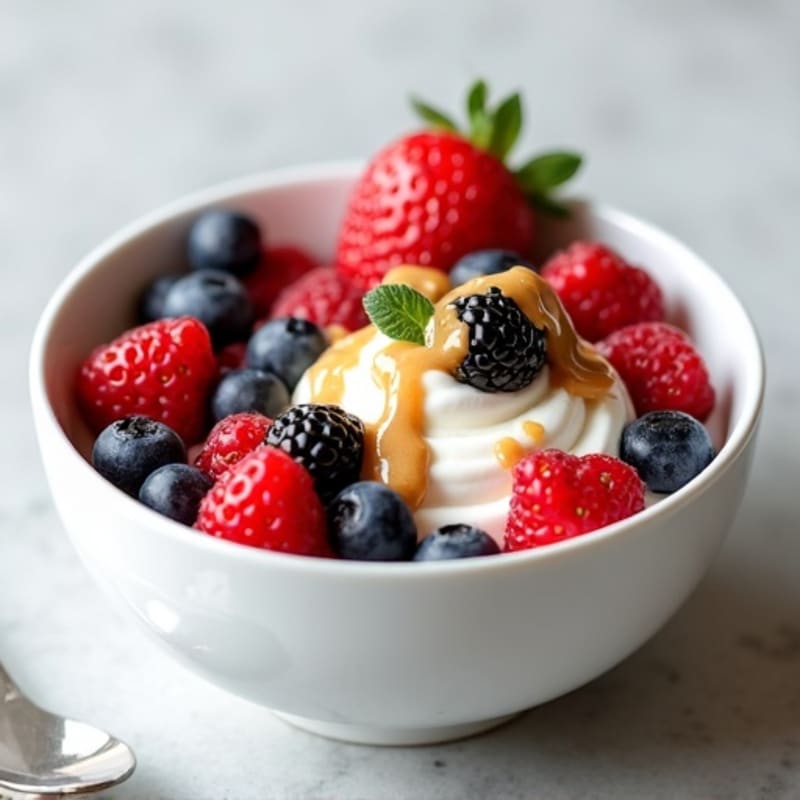 Greek Yogurt Protein Bowl with Mixed Berries and Almond Butter