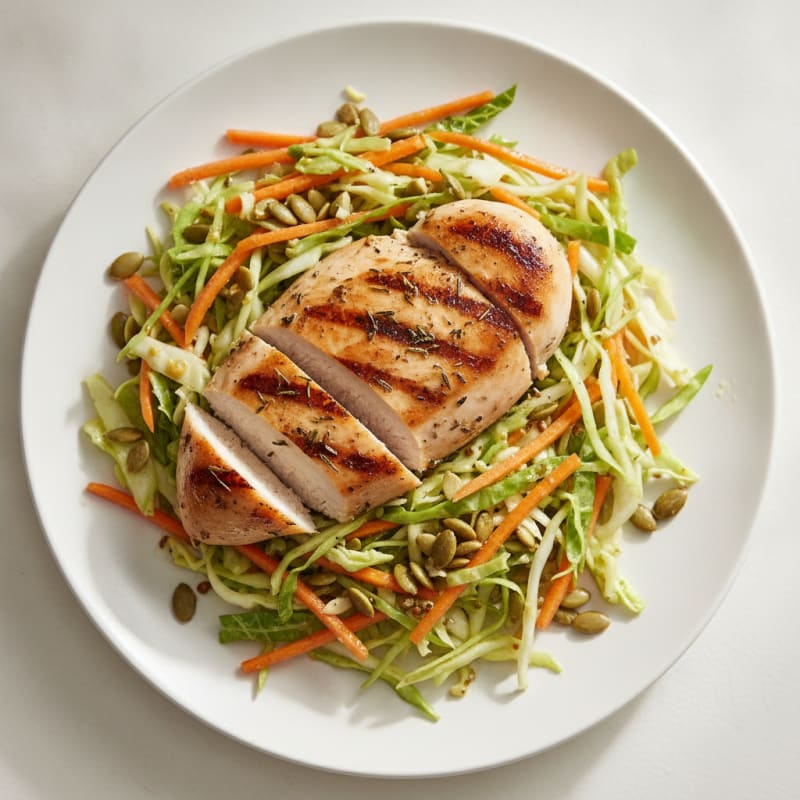 Grilled Chicken Breast with Crunchy Cabbage Slaw