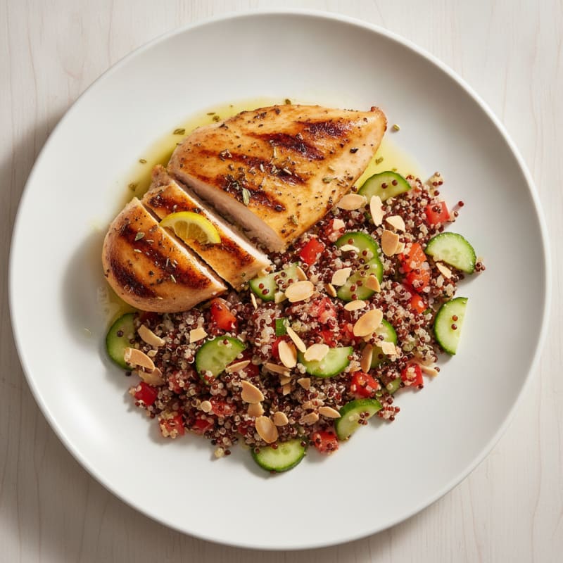 Grilled Chicken Breast with Crunchy Quinoa Salad