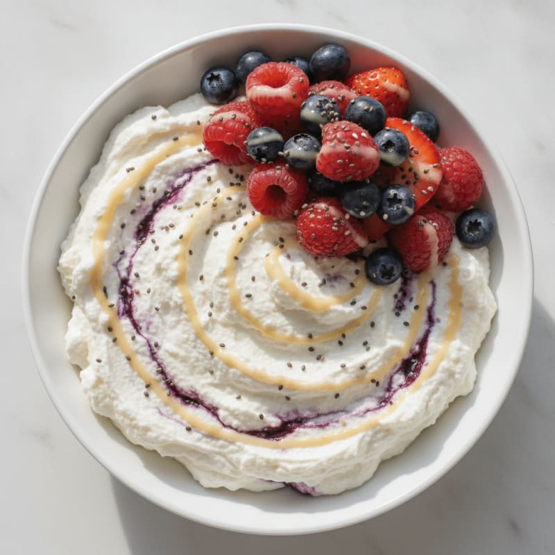 Silky High-Protein Greek Yogurt Mousse with Mixed Berries