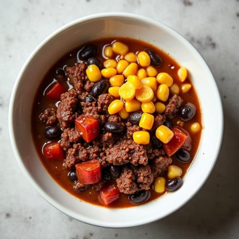 Rich Chocolate Beef Chili with Black Beans and Roasted Corn