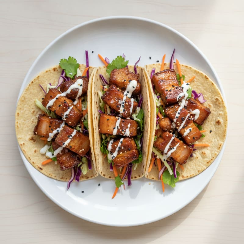 Spicy Gochujang Pork Belly Tacos