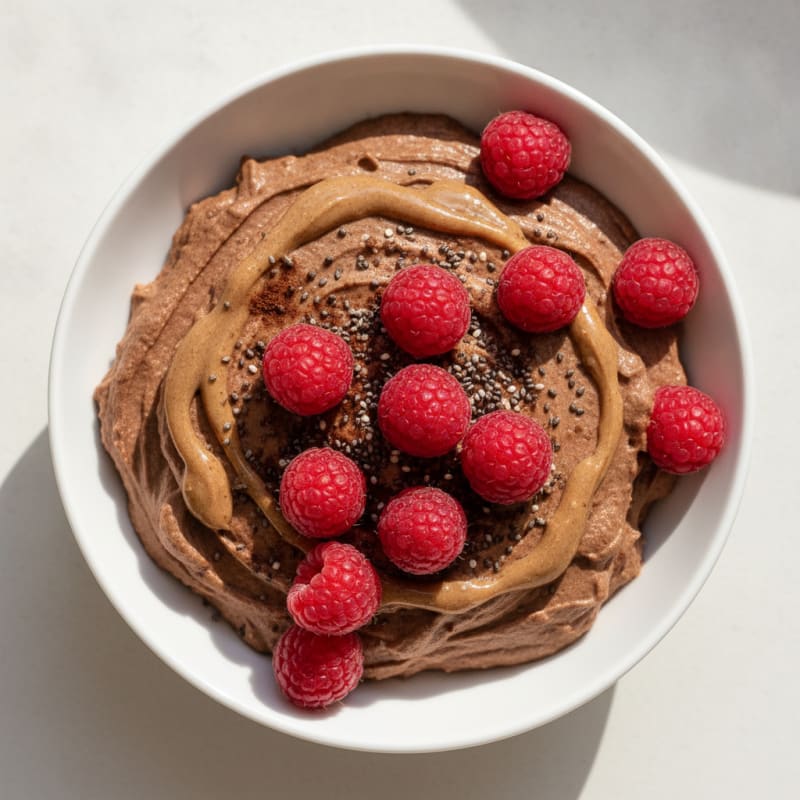 High-Protein Chocolate Mousse with Raspberries
