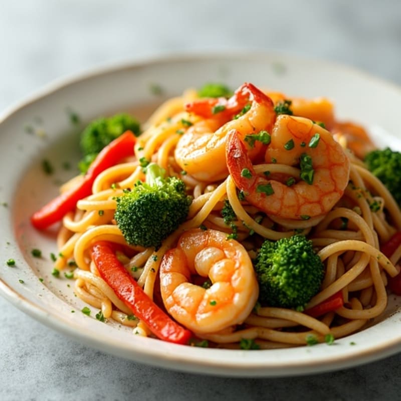 Tangy Peanut Shrimp Noodle Stir-Fry