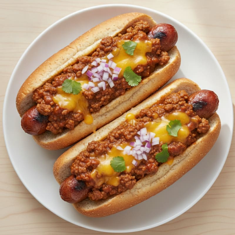 Chili Cheese Beef Hot Dogs